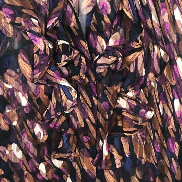 Tahari Ruffle Front Chiffon Blouse - Office Siren - Picture 3 of 8